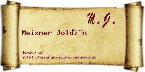 Meixner Jolán névjegykártya